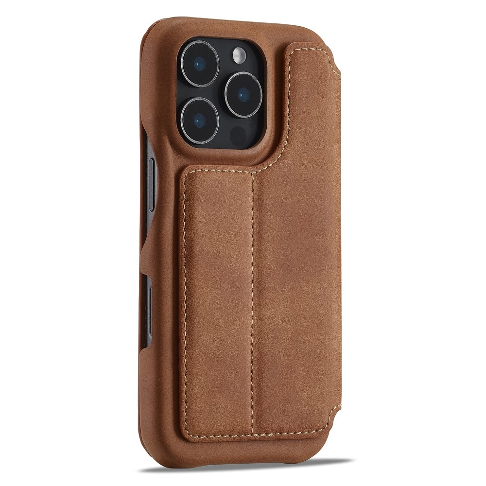 Étui portefeuille mince iPhone 16 Pro, cognac