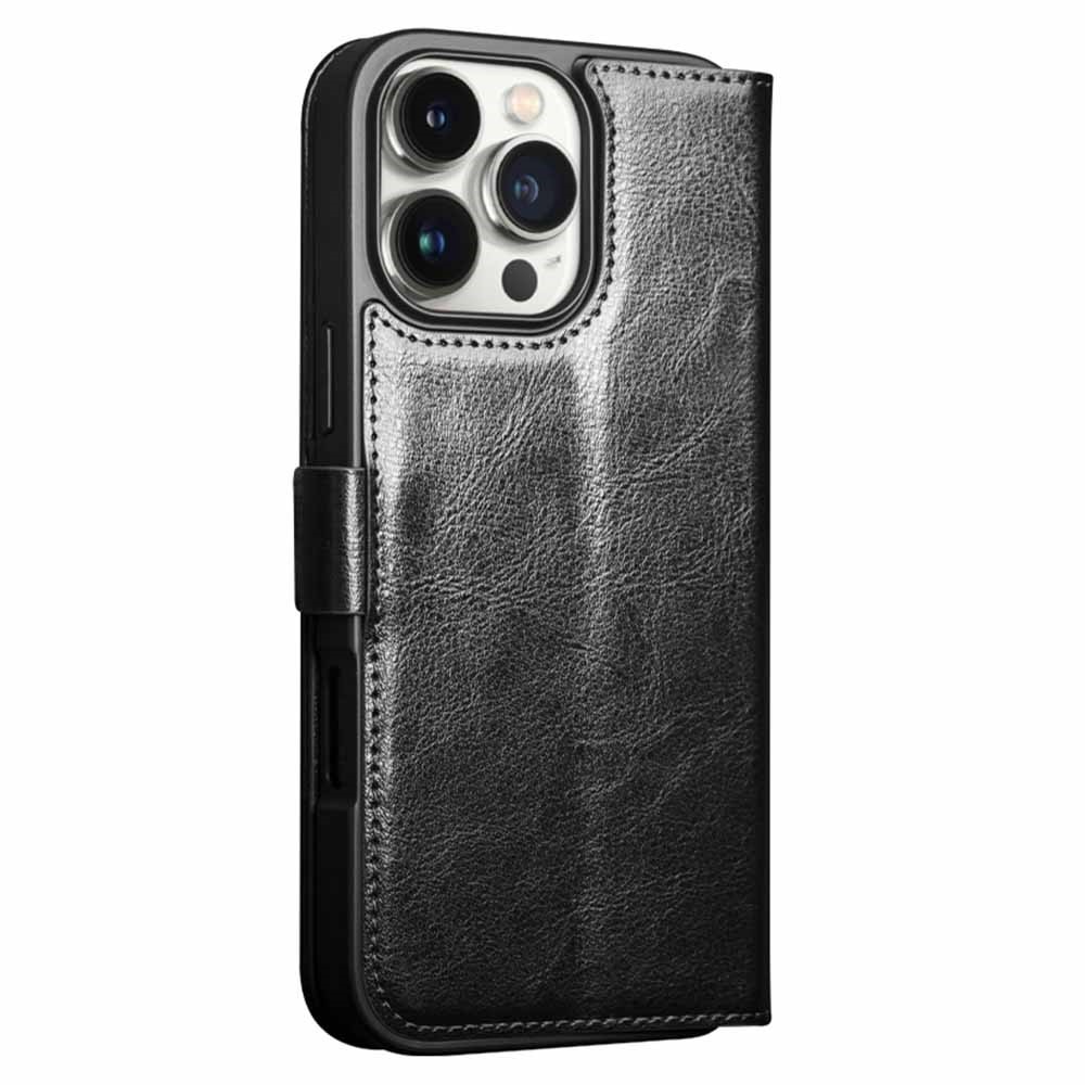 Leather Wallet Case iPhone 16 Pro, Black