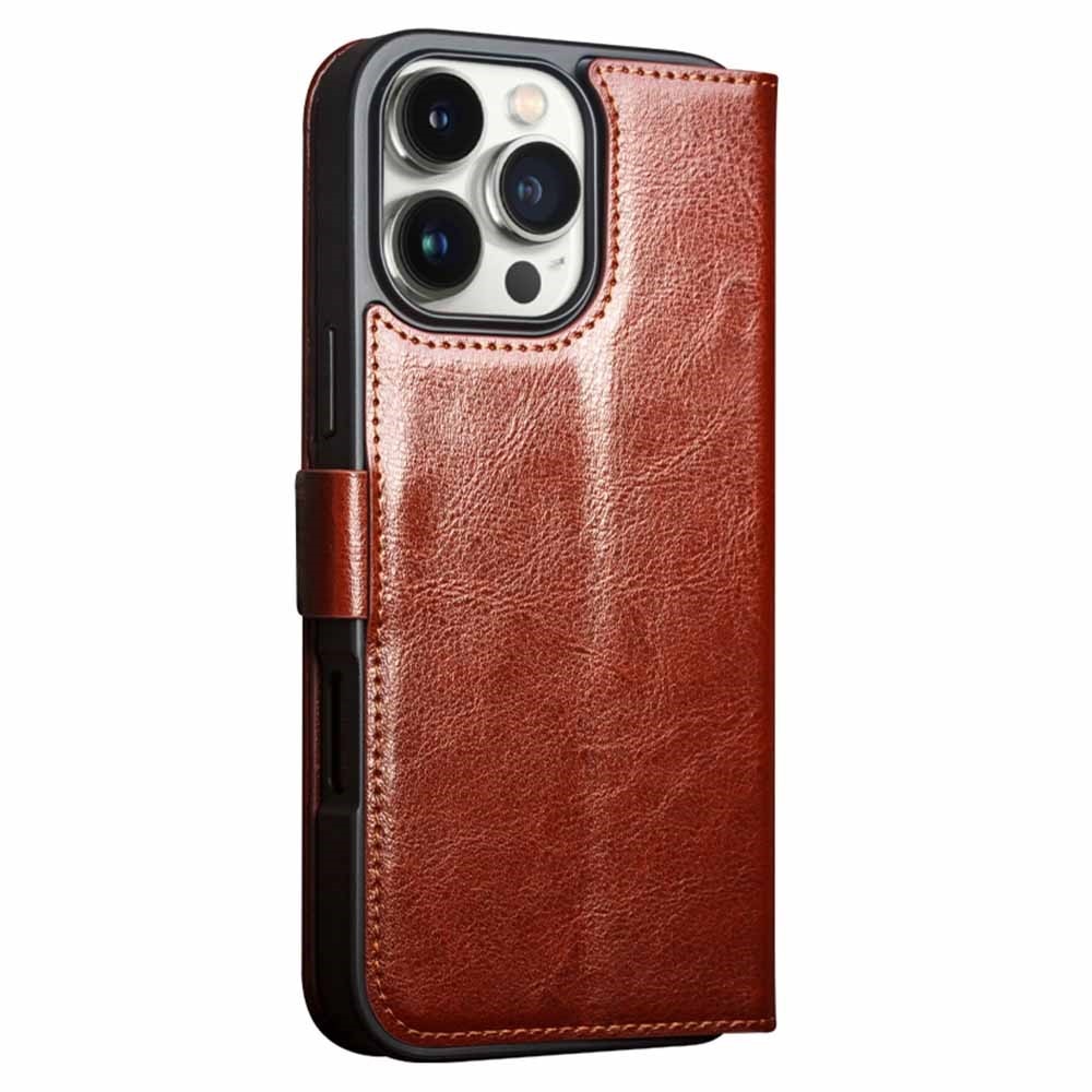 Leather Wallet Case iPhone 16 Pro, Brown