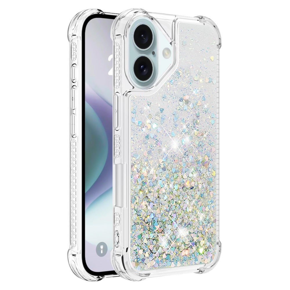 Coque Glitter Powder TPU iPhone 16, argent