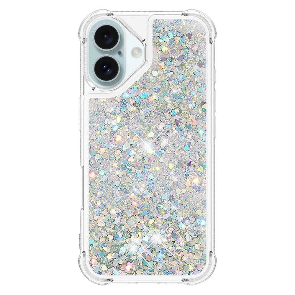 Coque Glitter Powder TPU iPhone 16, argent