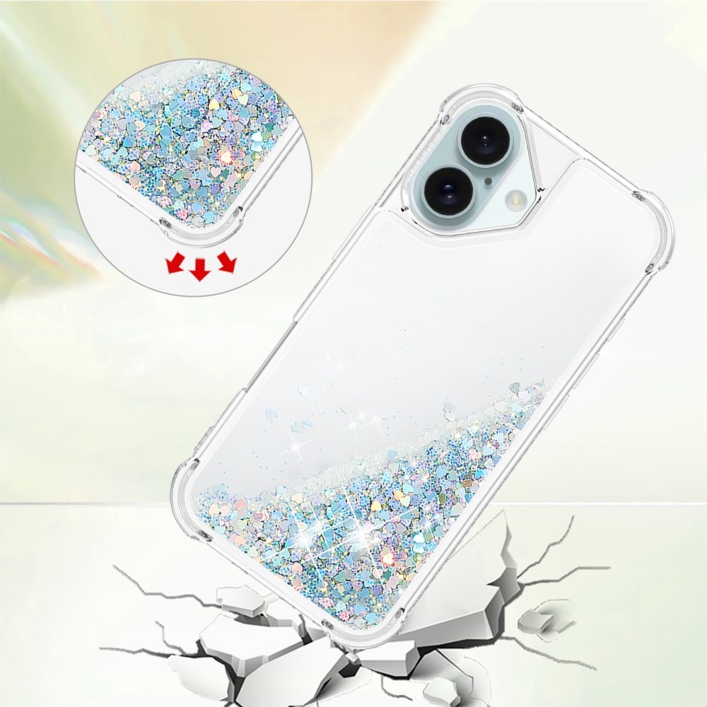 Coque Glitter Powder TPU iPhone 16, argent