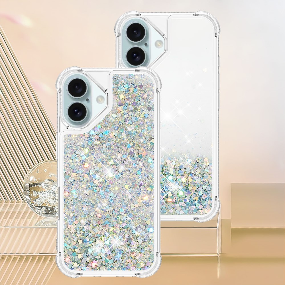 Coque Glitter Powder TPU iPhone 16, argent