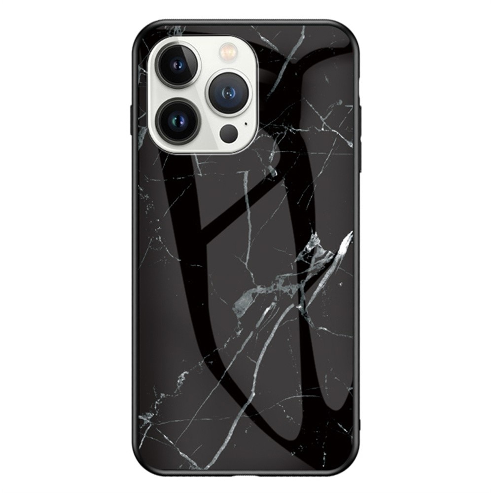 Coque en verre trempé iPhone 16 Pro, marbre noir