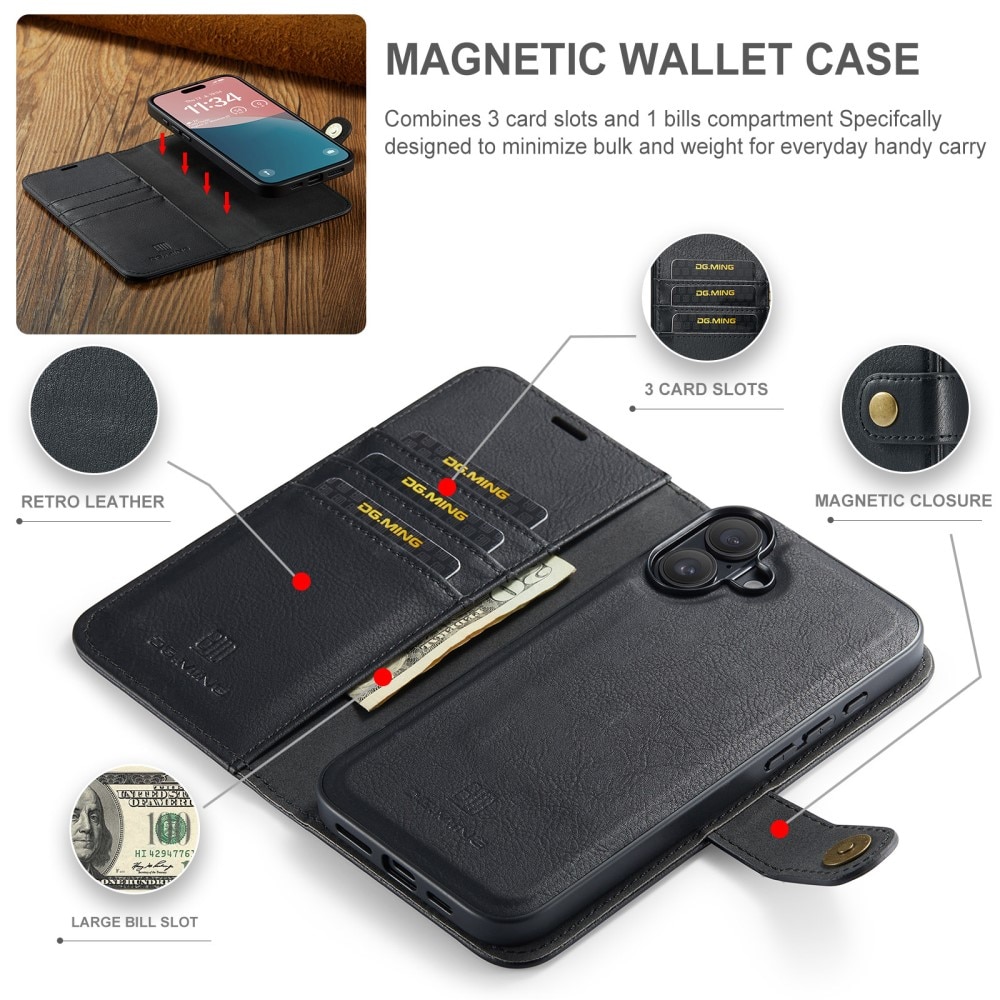 Étui portefeuille Magnet Wallet iPhone 16 Plus, Black