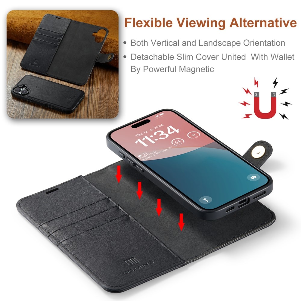 Étui portefeuille Magnet Wallet iPhone 16 Plus, Black