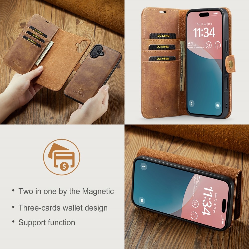 Étui portefeuille Magnet Wallet iPhone 16 Plus, Cognac