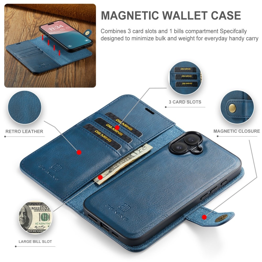 Étui portefeuille Magnet Wallet iPhone 16 Plus, Blue