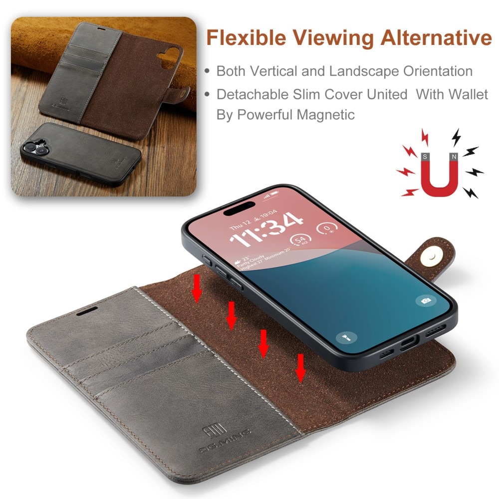 Étui portefeuille Magnet Wallet iPhone 16, Brown