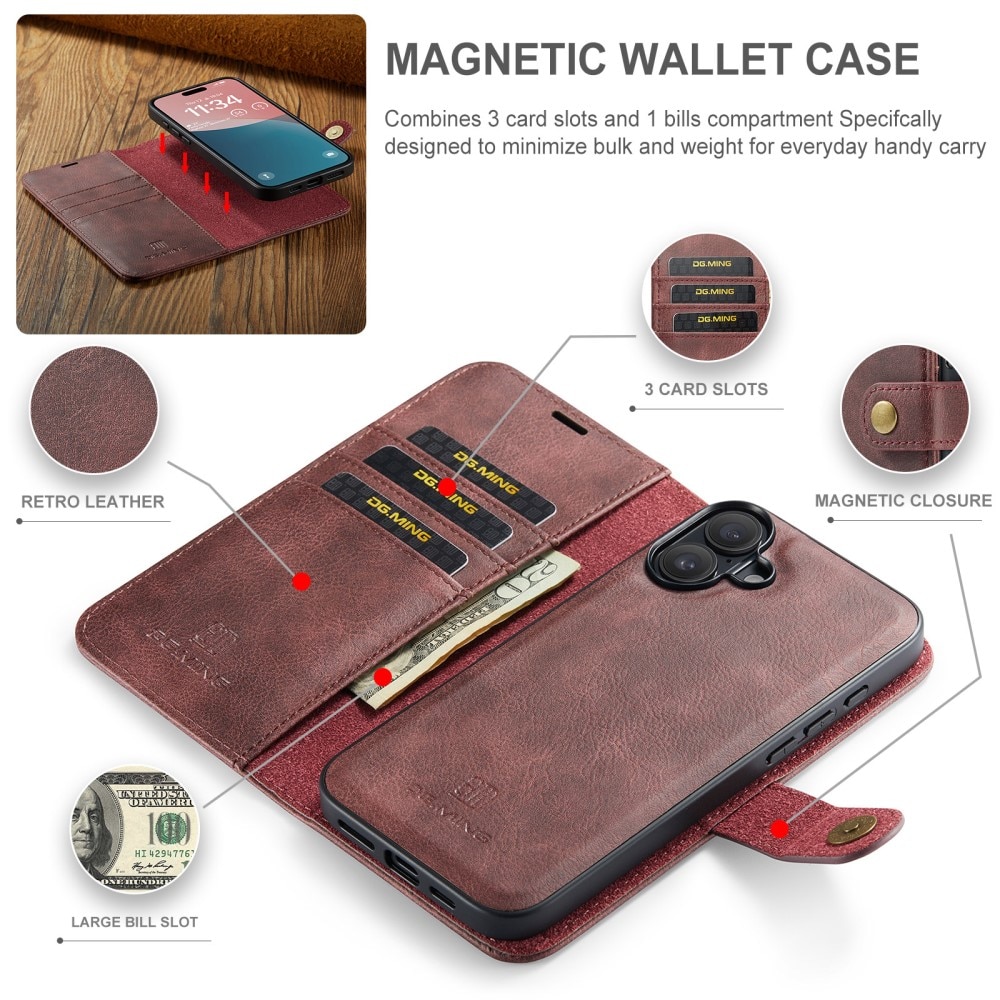 Étui portefeuille Magnet Wallet iPhone 16, Red