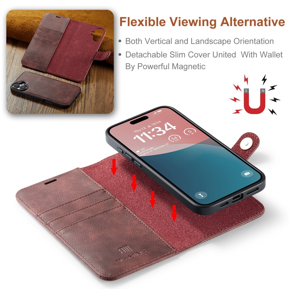 Étui portefeuille Magnet Wallet iPhone 16, Red