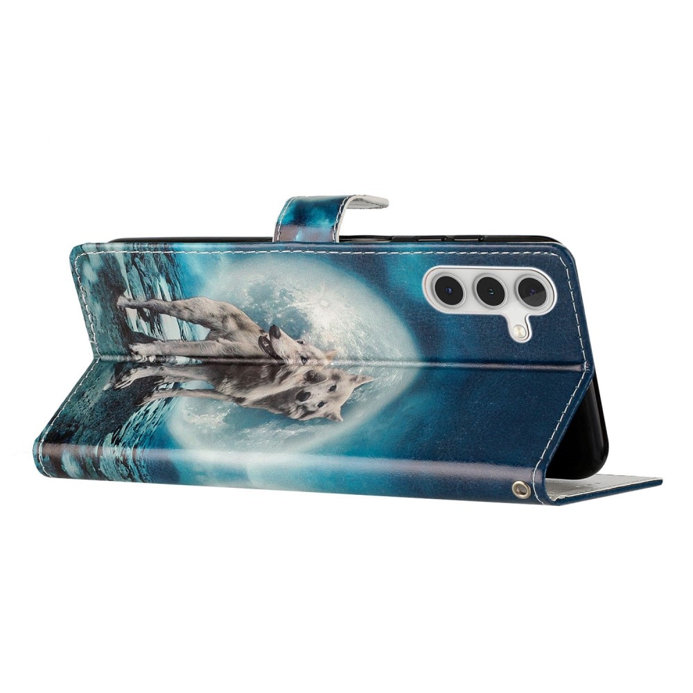 Coque portefeuille Samsung Galaxy S24 FE, loups