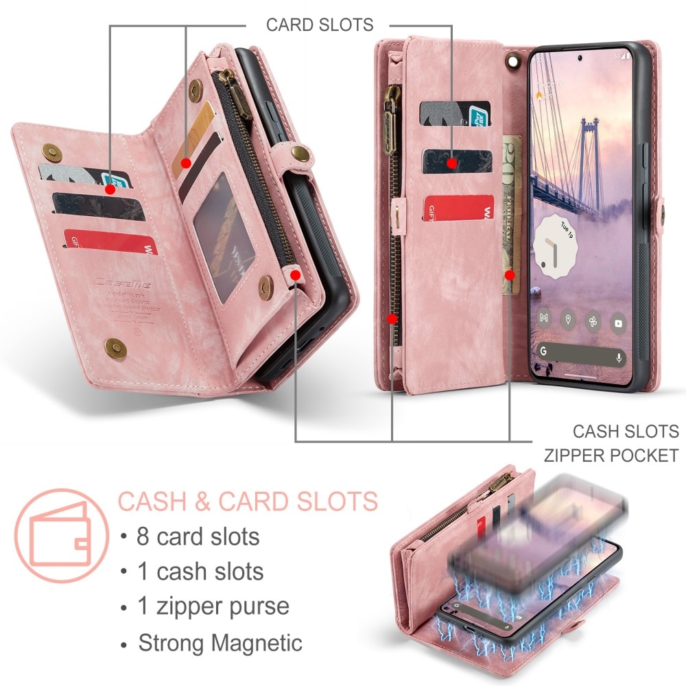 Étui portefeuille multi-cartes Google Pixel 9 Pro XL, rose