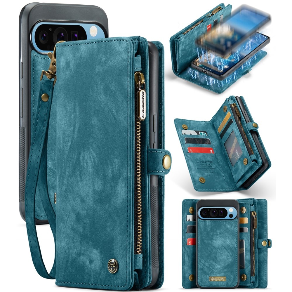 Étui portefeuille multi-cartes Google Pixel 9 Pro XL, bleu