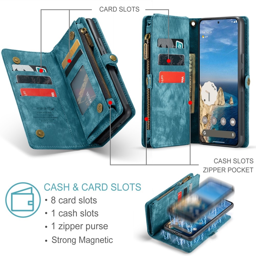 Étui portefeuille multi-cartes Google Pixel 9 Pro XL, bleu