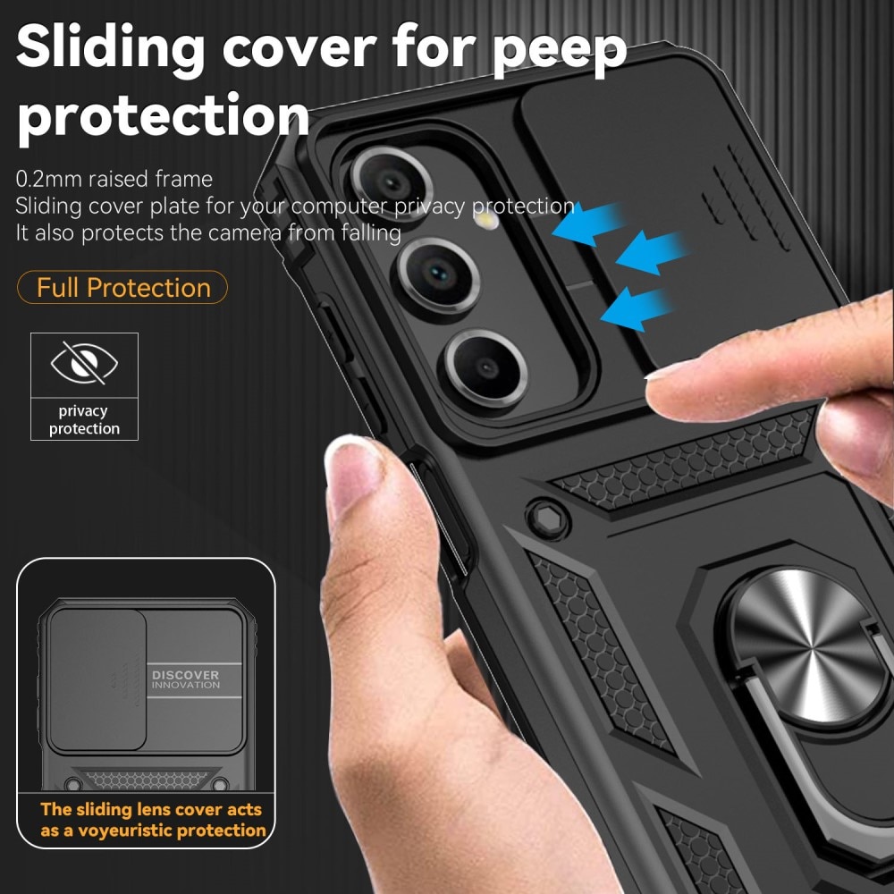 Coque Hybride Ring avec Protège Caméra Samsung Galaxy A16, Noir