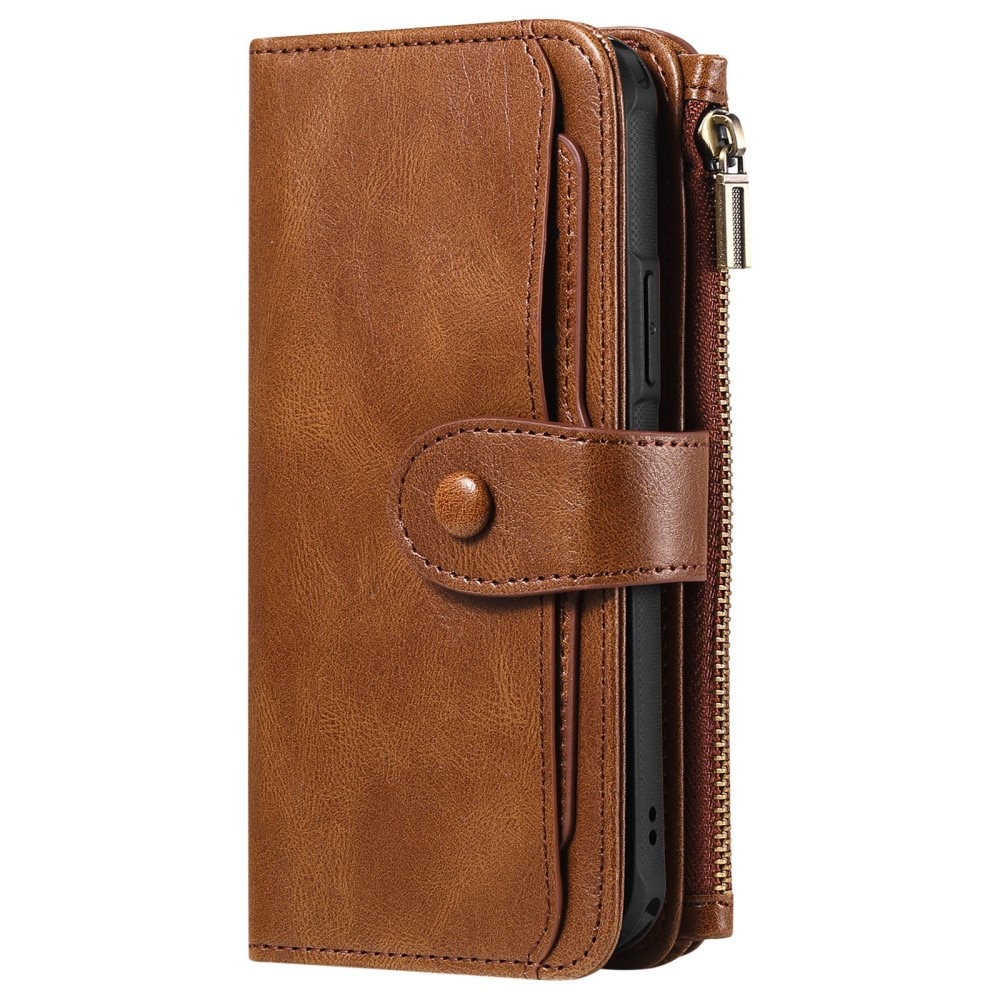 Magnet Leather Multi Wallet iPhone 16 Pro, marron