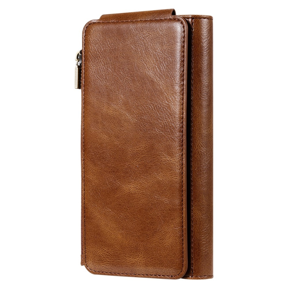 Magnet Leather Multi Wallet iPhone 16 Pro, marron