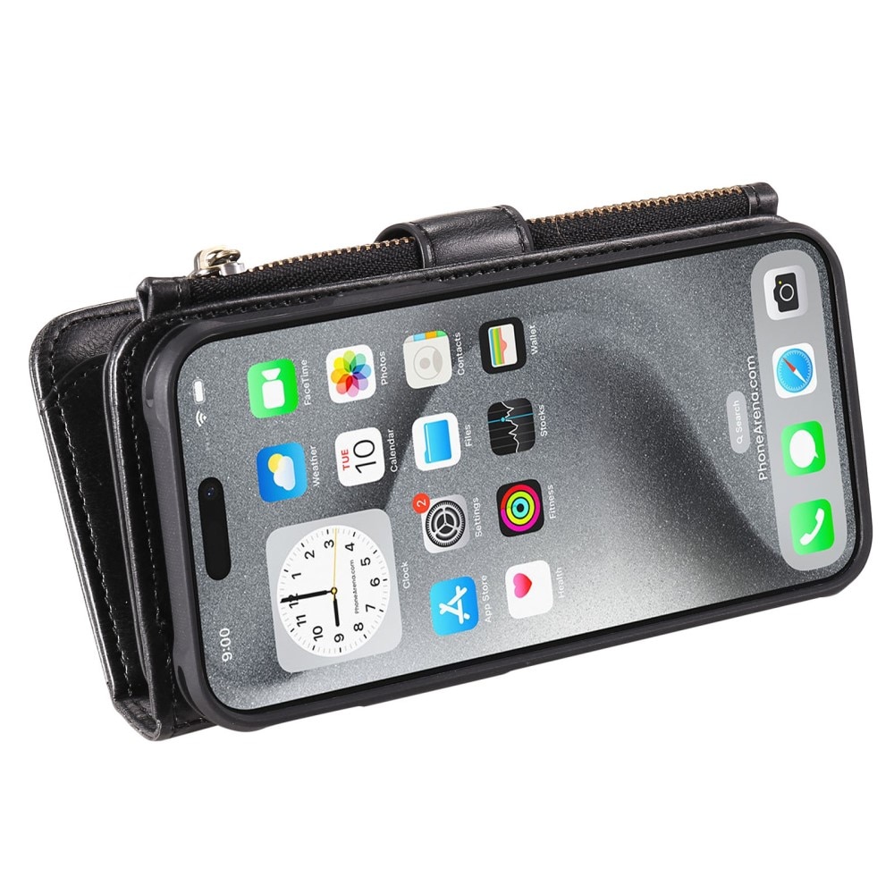 Magnet Leather Multi Wallet iPhone 16 Pro Max, noir