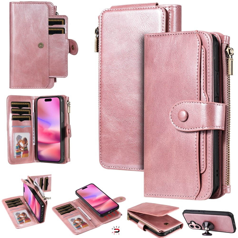 Magnet Leather Multi Wallet iPhone 16, rose