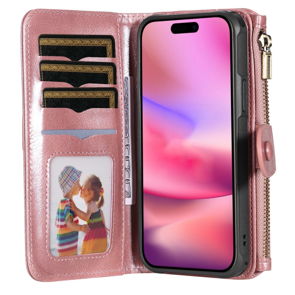 Magnet Leather Multi Wallet iPhone 16, rose