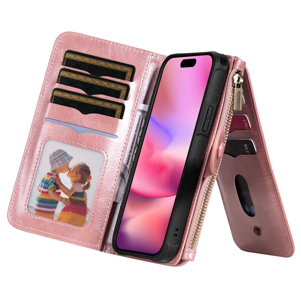 Magnet Leather Multi Wallet iPhone 16, rose