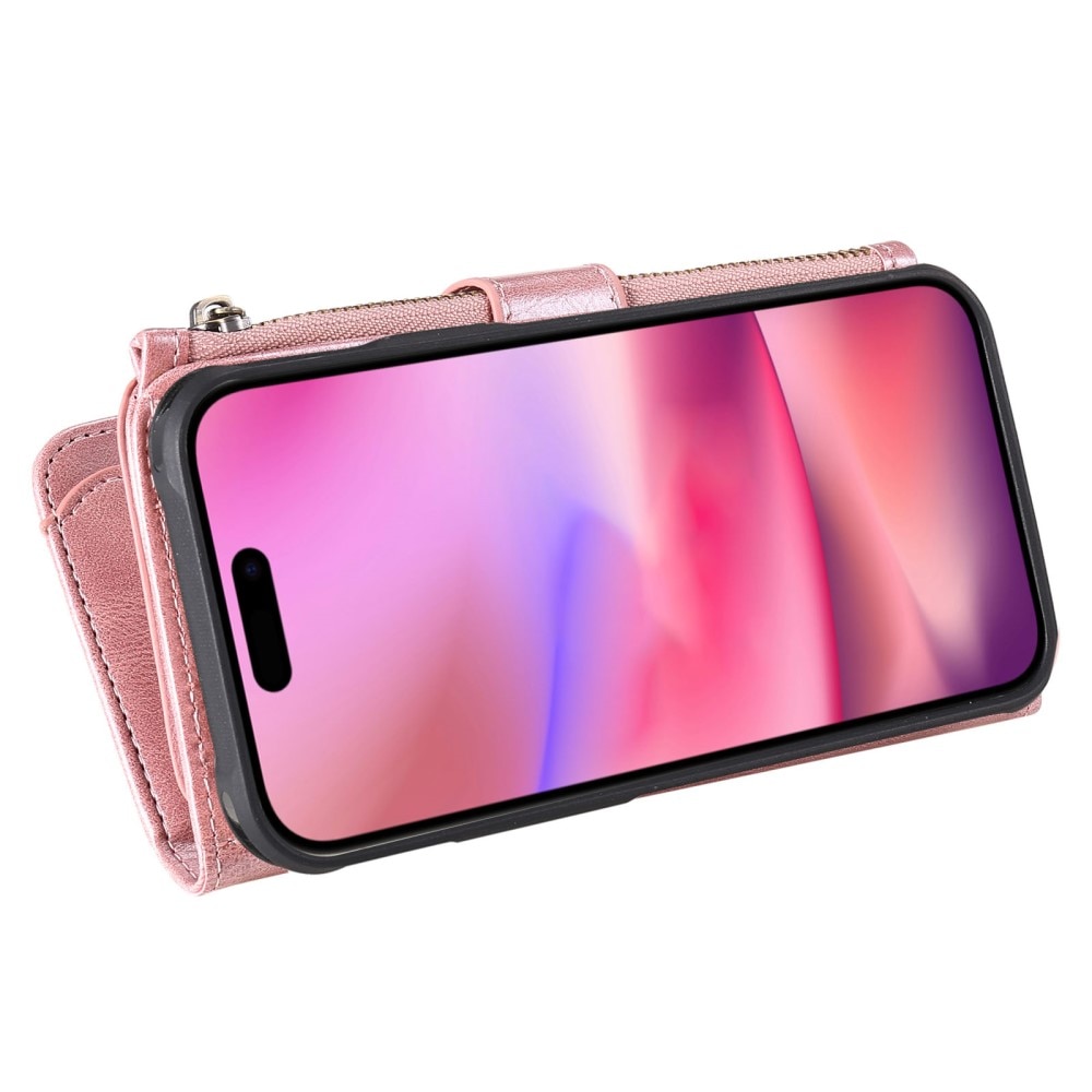 Magnet Leather Multi Wallet iPhone 16, rose