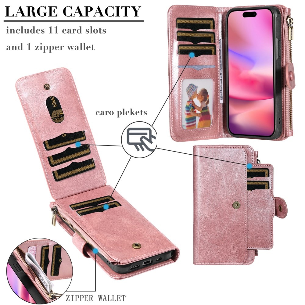 Magnet Leather Multi Wallet iPhone 16, rose