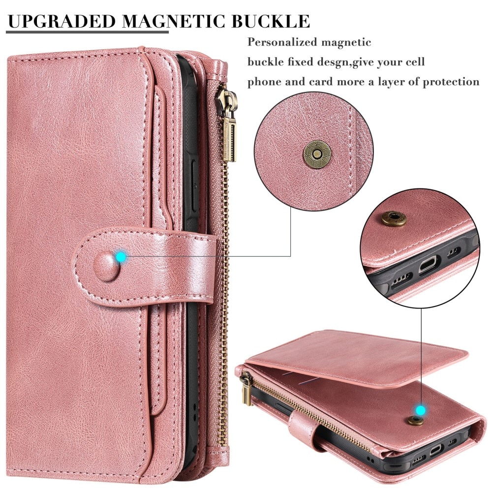 Magnet Leather Multi Wallet iPhone 16, rose