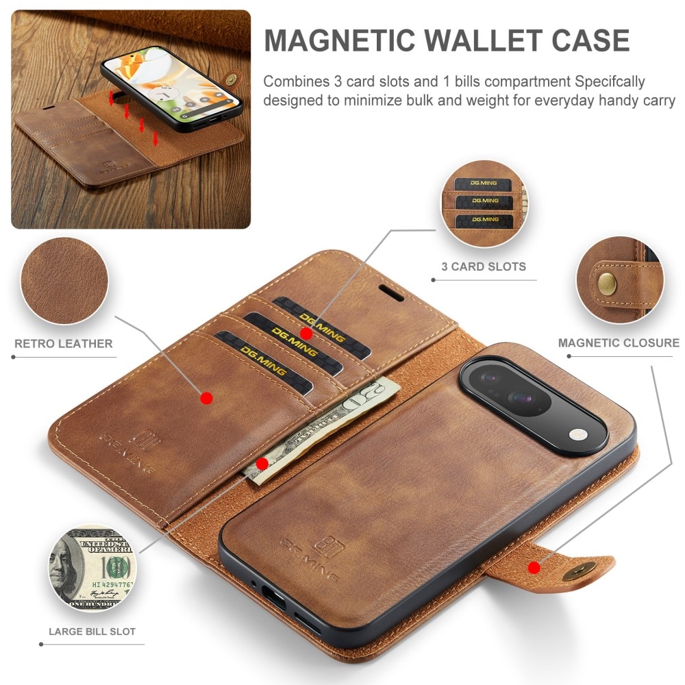 Étui portefeuille Magnet Wallet Google Pixel 9 Pro, Cognac