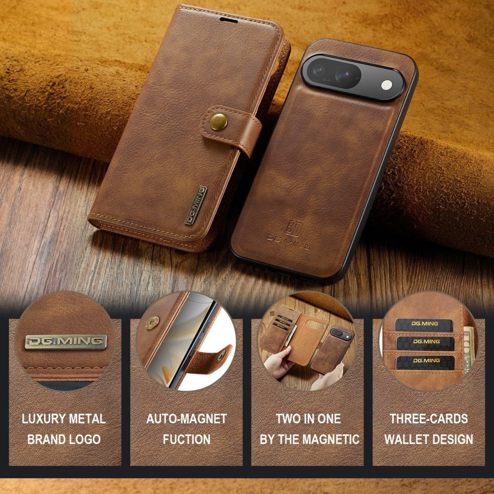 Étui portefeuille Magnet Wallet Google Pixel 9 Pro, Cognac