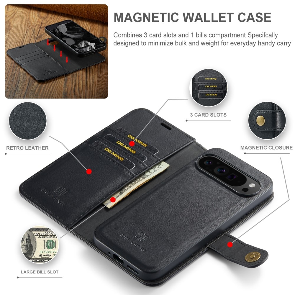 Étui portefeuille Magnet Wallet Google Pixel 9 Pro XL, Black