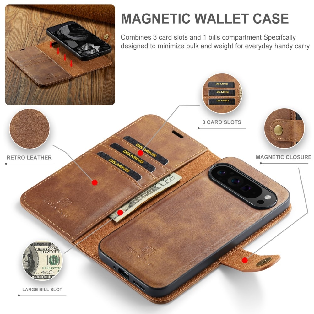 Étui portefeuille Magnet Wallet Google Pixel 9 Pro XL, Cognac