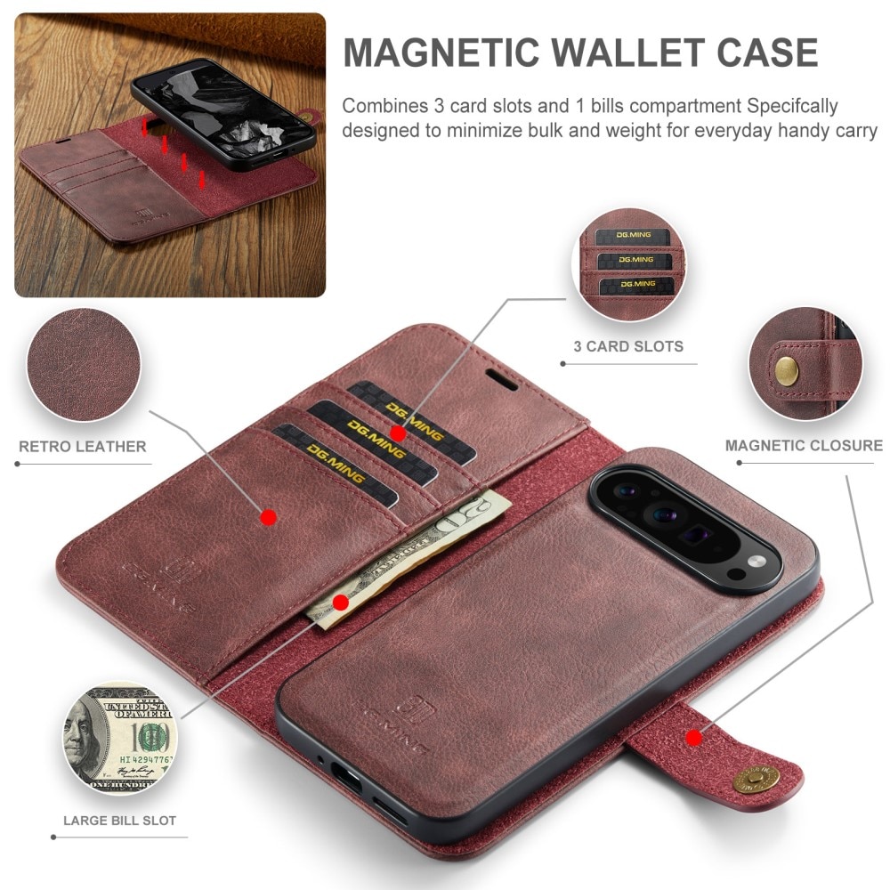 Étui portefeuille Magnet Wallet Google Pixel 9 Pro XL, Red