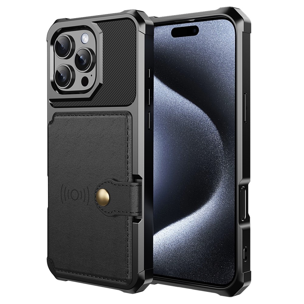 Coque porte-cartes Tough Multi-slot iPhone 16 Pro, noir