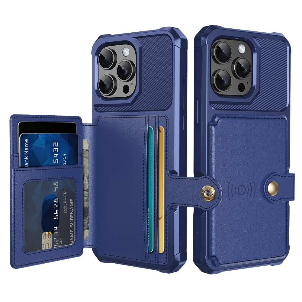 Coque porte-cartes Tough Multi-slot iPhone 16 Pro, bleu