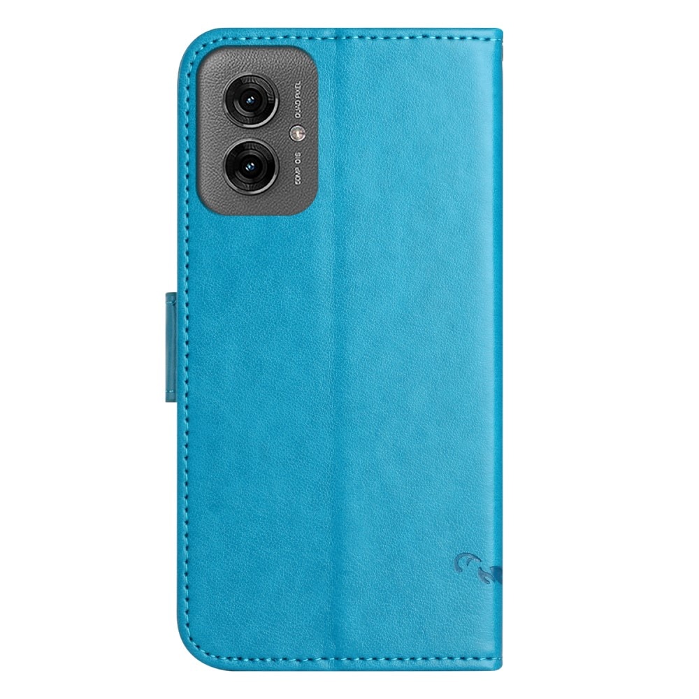 Étui en cuir à papillons pour Motorola Moto G55, bleu