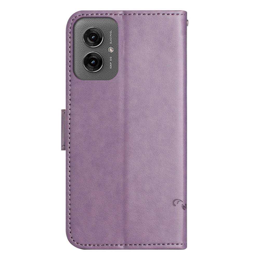 Étui en cuir à papillons pour Motorola Moto G55, violet