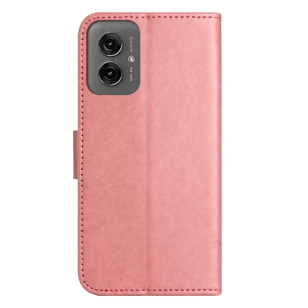 Étui en cuir à papillons pour Motorola Moto G55, rose