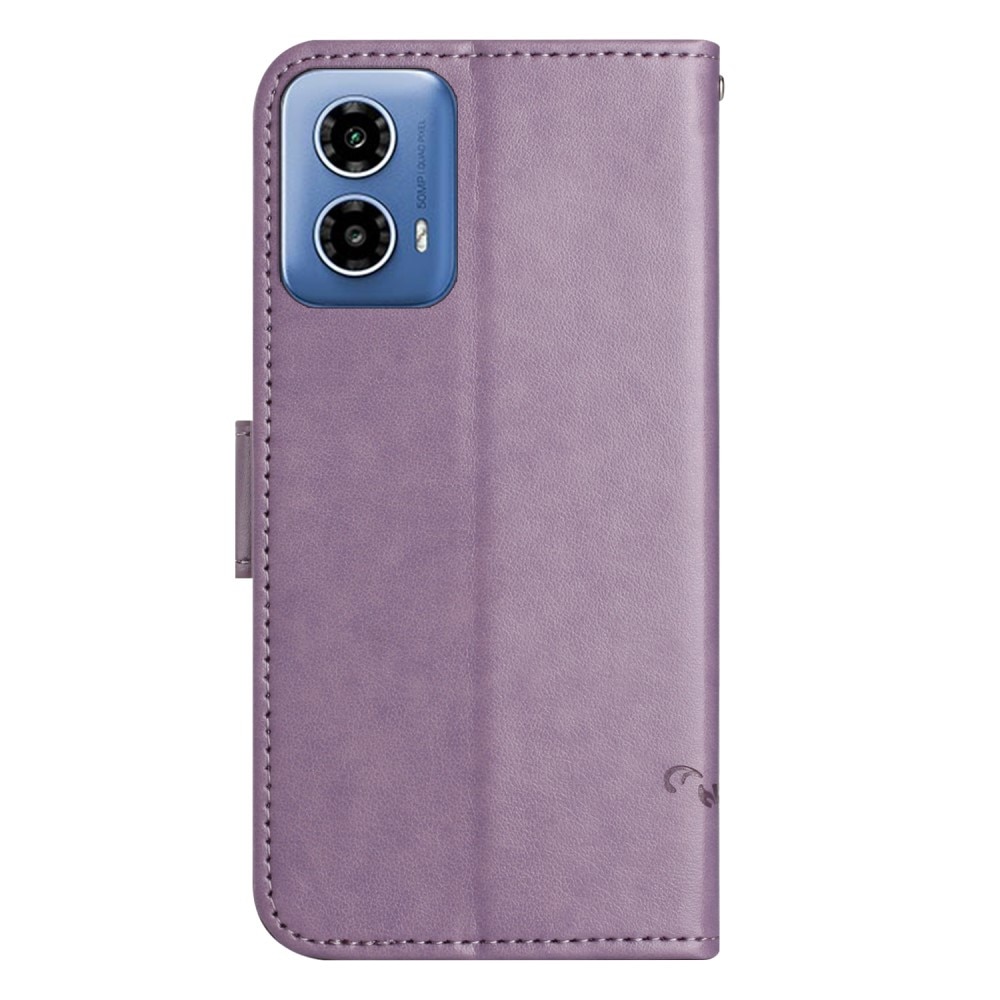 Étui en cuir à papillons pour Motorola Moto G35, violet