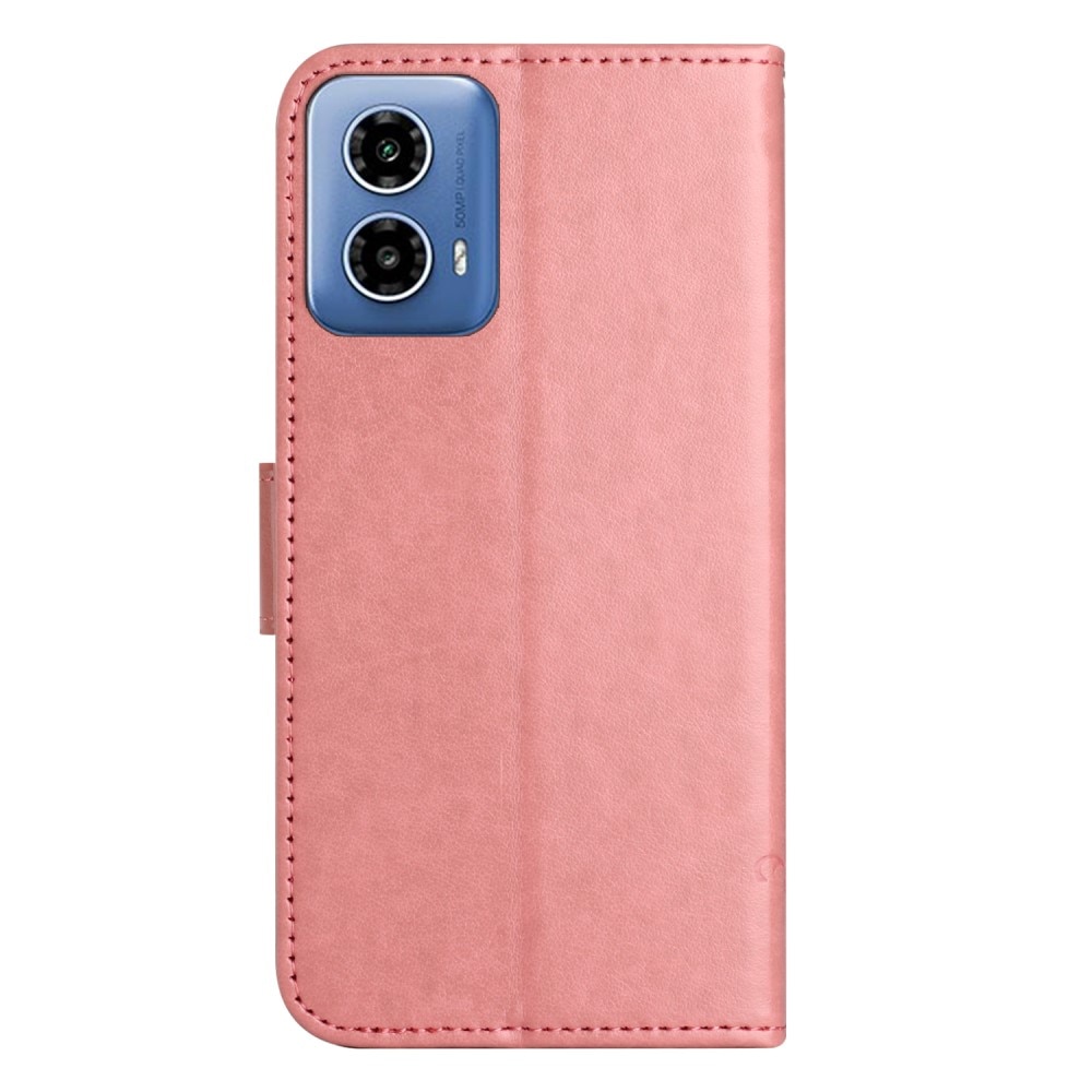 Étui en cuir à papillons pour Motorola Moto G35, rose