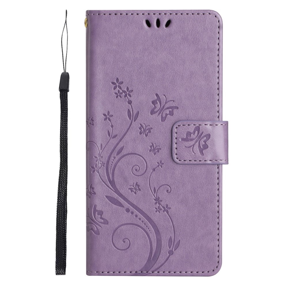 Étui en cuir à papillons pour Xiaomi Redmi 14C, violet