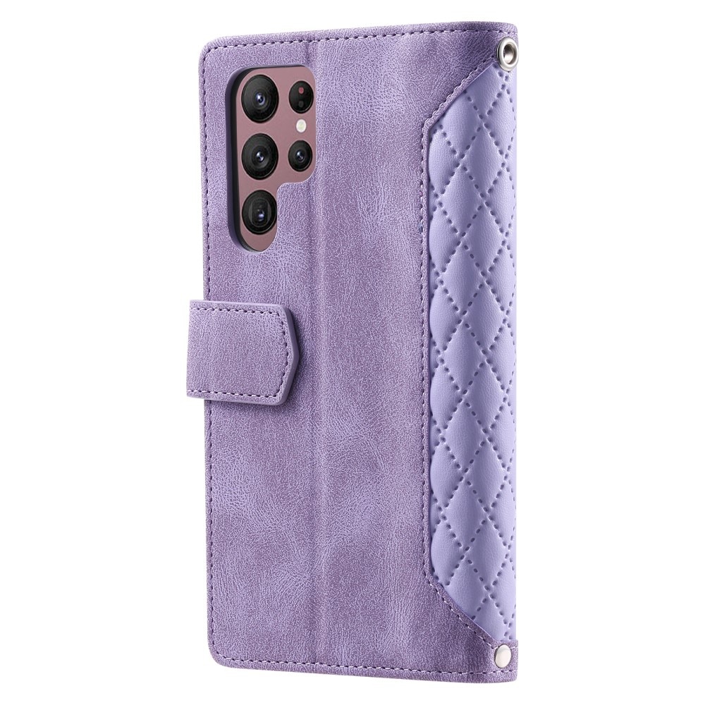 Étui portefeuille matelassée pour Samsung Galaxy S25 Ultra, Violet