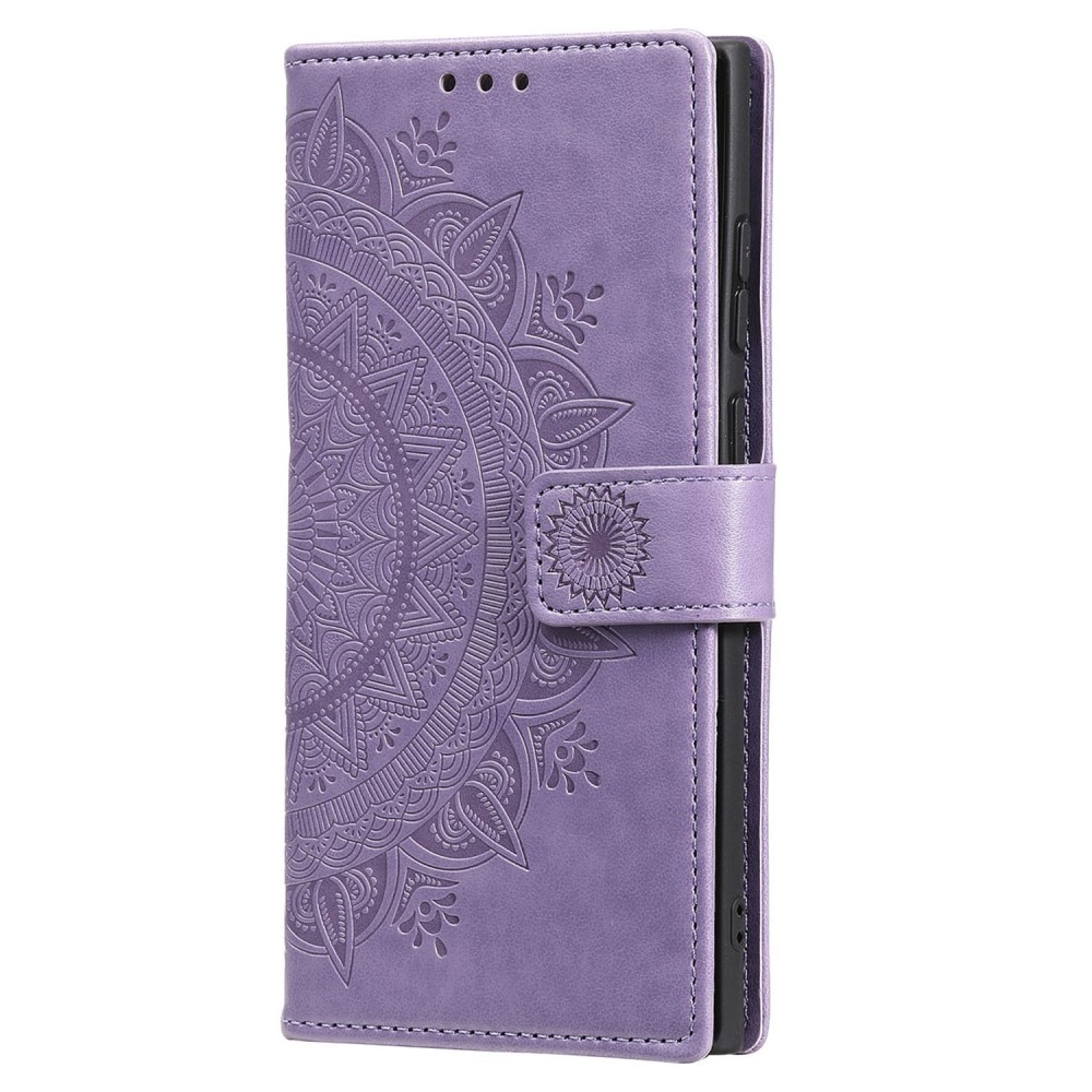 Étui en cuir Mandala Samsung Galaxy S25 Ultra, violet