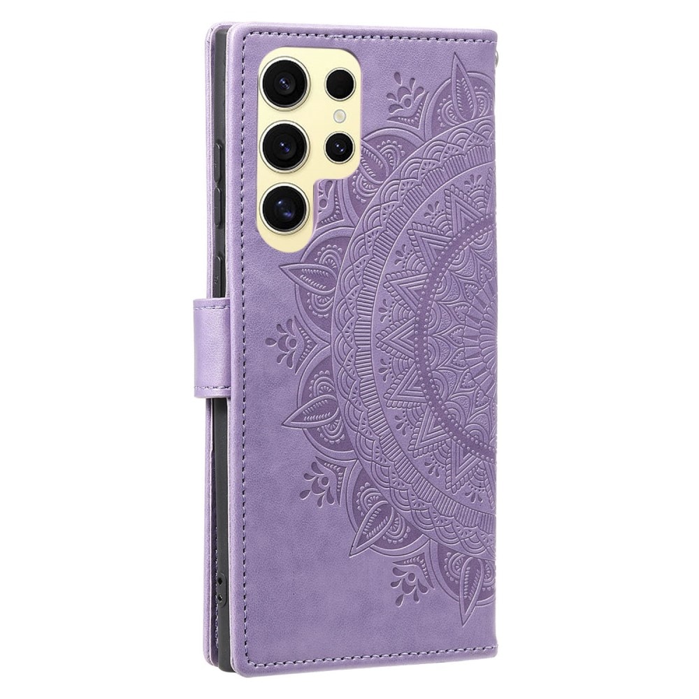 Étui en cuir Mandala Samsung Galaxy S25 Ultra, violet