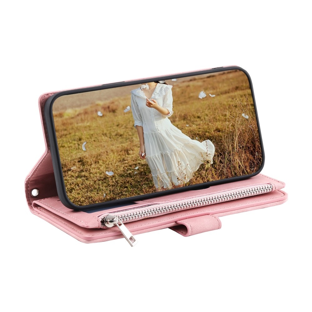 Étui portefeuille matelassée pour Samsung Galaxy S25 Plus, Rose