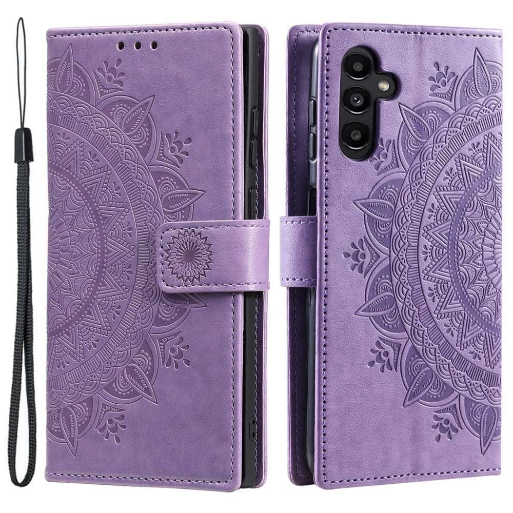 Étui en cuir Mandala Samsung Galaxy S25 Plus, violet