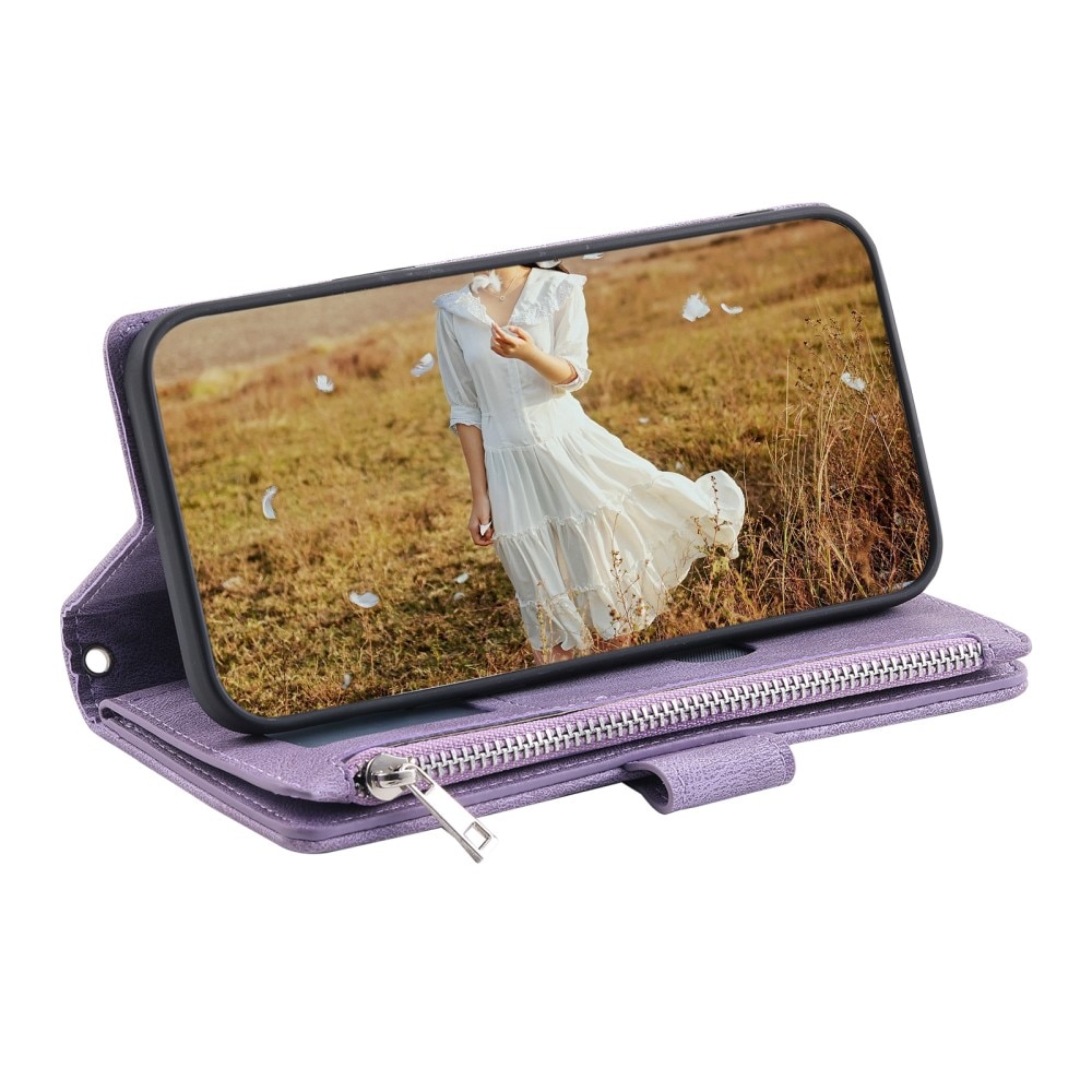 Étui portefeuille matelassée pour Samsung Galaxy S25, Violet