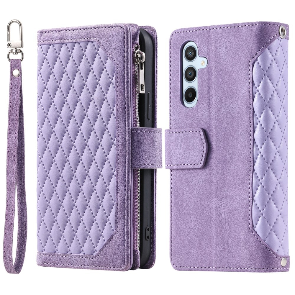 Étui portefeuille matelassée pour Samsung Galaxy S25, Violet