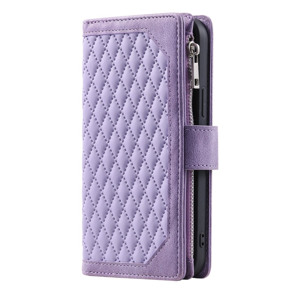 Étui portefeuille matelassée pour Samsung Galaxy S25, Violet